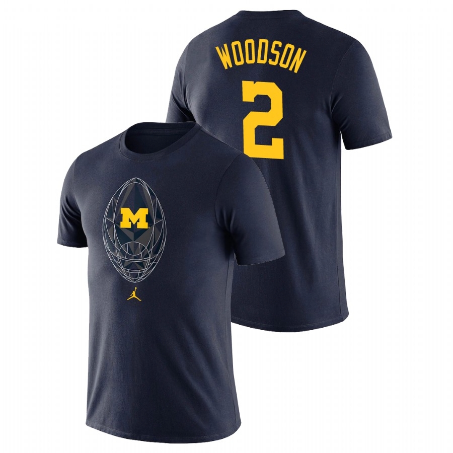 Michigan Wolverines Men's NCAA Charles Woodson #2 Navy Icon Legend College Football T-Shirt YZJ4849XE